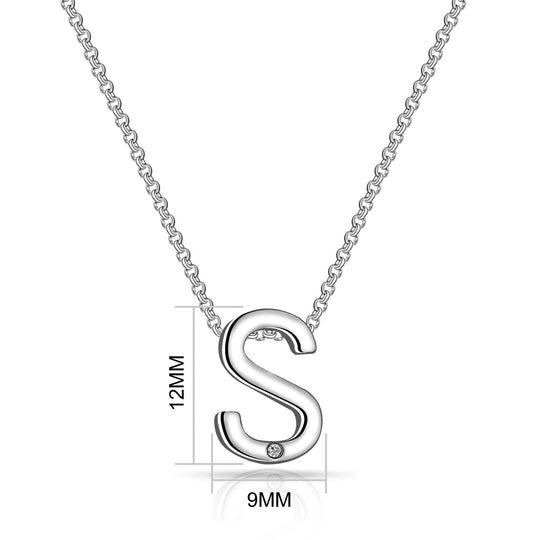 Initial S Necklace with Birthstone Charm Created with Zircondia® Crystals - Philip Jones Jewellery
