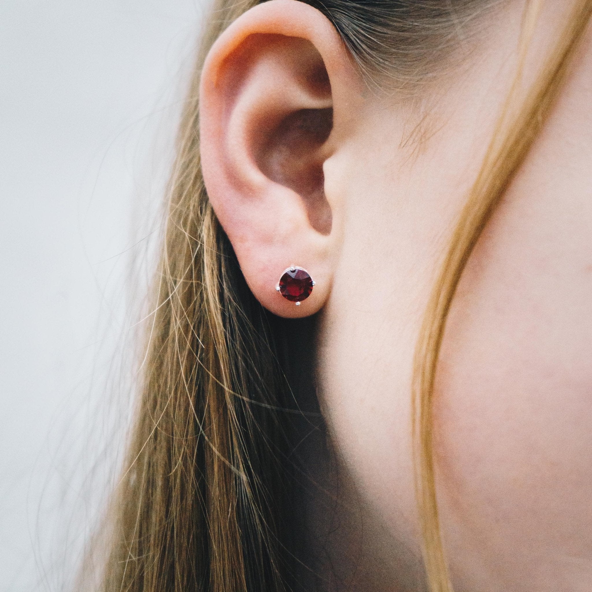 January (Garnet) Birthstone Earrings Created with Zircondia® Crystals - Philip Jones Jewellery