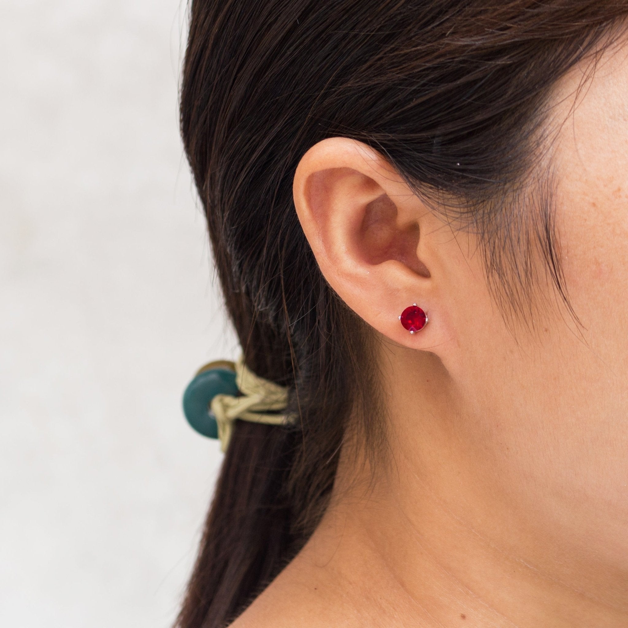 January (Garnet) Birthstone Earrings Created with Zircondia® Crystals - Philip Jones Jewellery