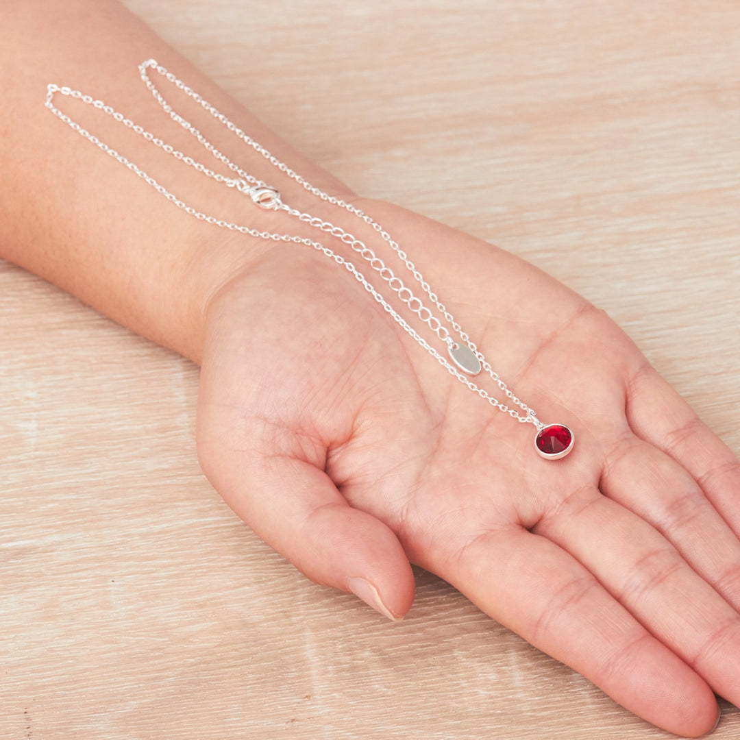 January (Garnet) Birthstone Necklace Created with Zircondia® Crystals - Philip Jones Jewellery