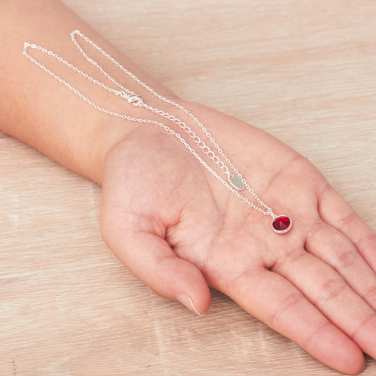 January (Garnet) Birthstone Necklace Created with Zircondia® Crystals - Philip Jones Jewellery