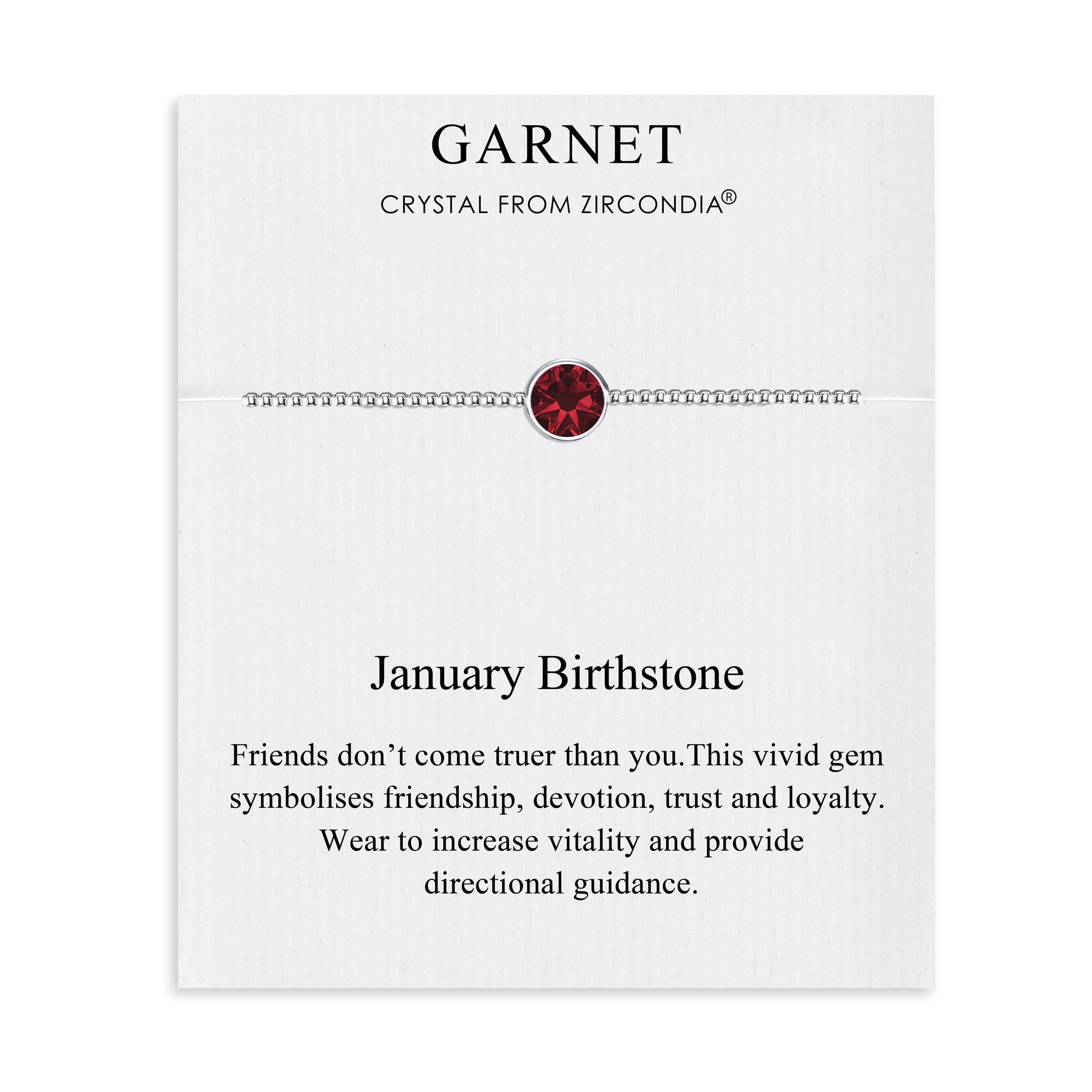 January (Garnet) Birthstone Bracelet Created with Zircondia® Crystals by Philip Jones Jewellery