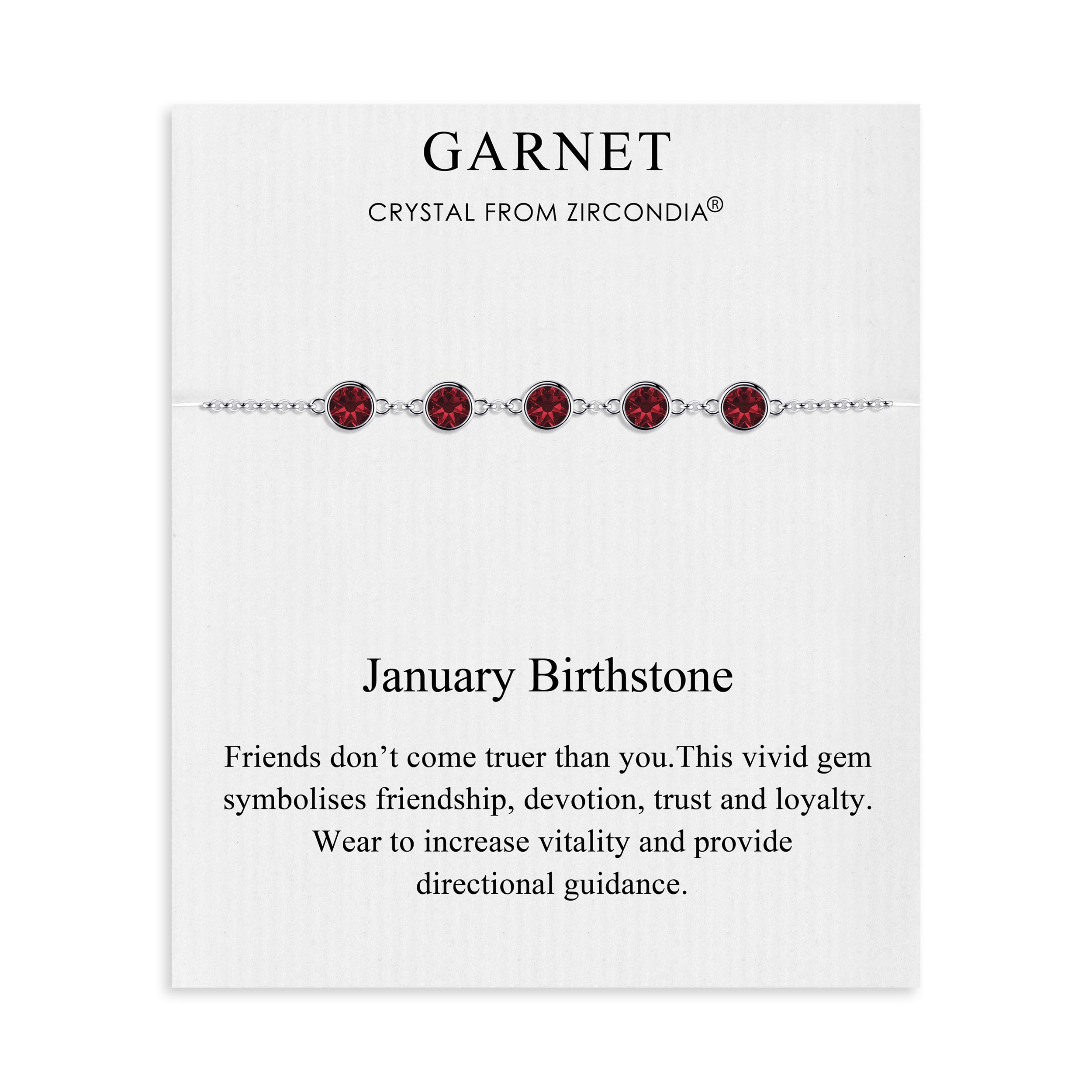 January Birthstone Bracelet Created with Garnet Zircondia® Crystals by Philip Jones Jewellery