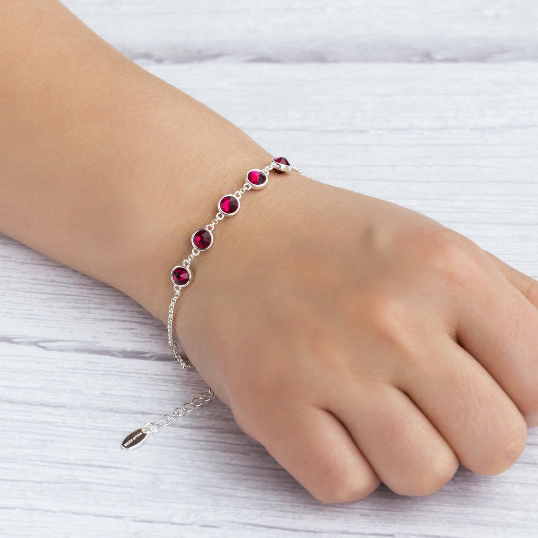July Birthstone Bracelet Created with Ruby Zircondia® Crystals - Philip Jones Jewellery