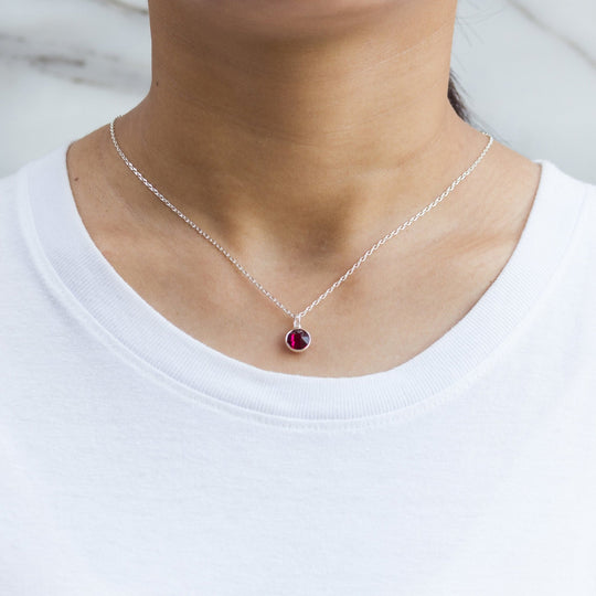 July (Ruby) Birthstone Necklace Created with Zircondia® Crystals - Philip Jones Jewellery