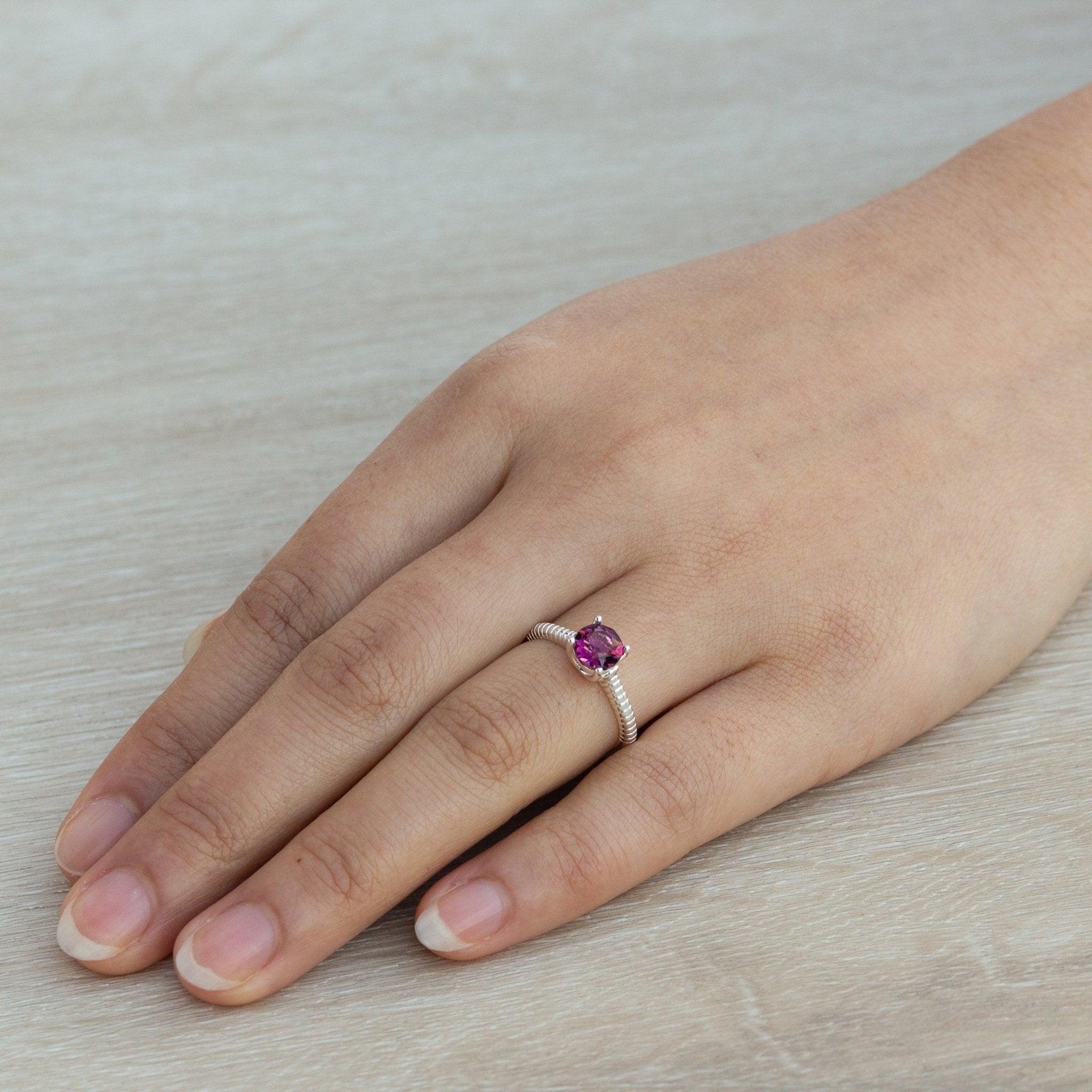 June (Alexandrite) Adjustable Birthstone Ring Created with Zircondia® Crystals - Philip Jones Jewellery