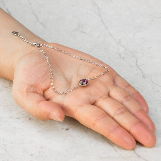 June (Alexandrite) Birthstone Anklet Created with Zircondia® Crystals - Philip Jones Jewellery