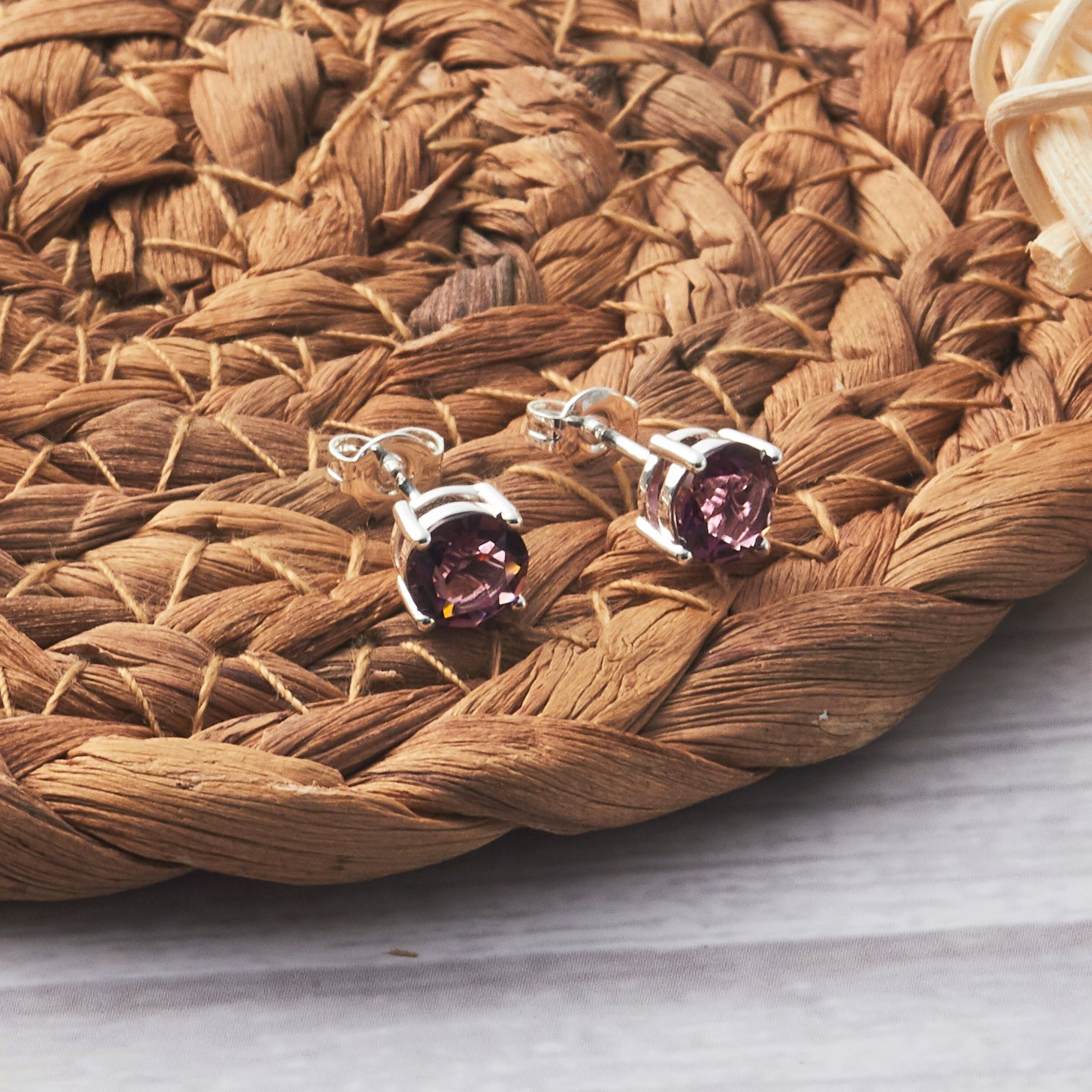 June (Alexandrite) Birthstone Earrings Created with Zircondia® Crystals - Philip Jones Jewellery