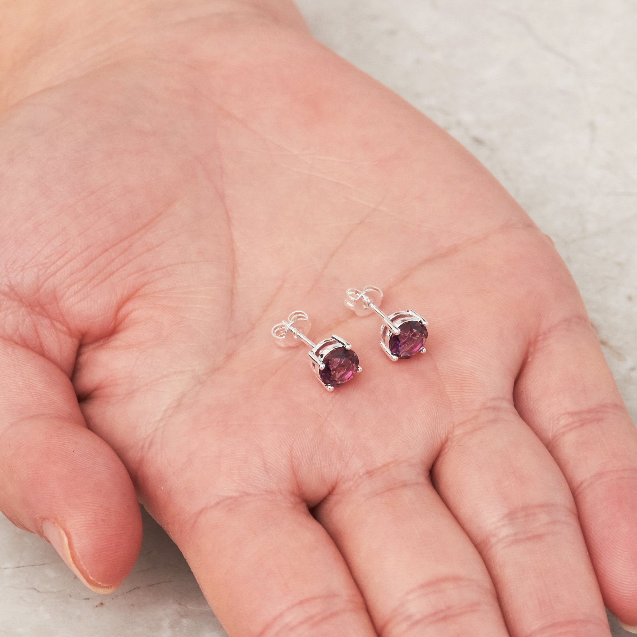 June (Alexandrite) Birthstone Earrings Created with Zircondia® Crystals - Philip Jones Jewellery