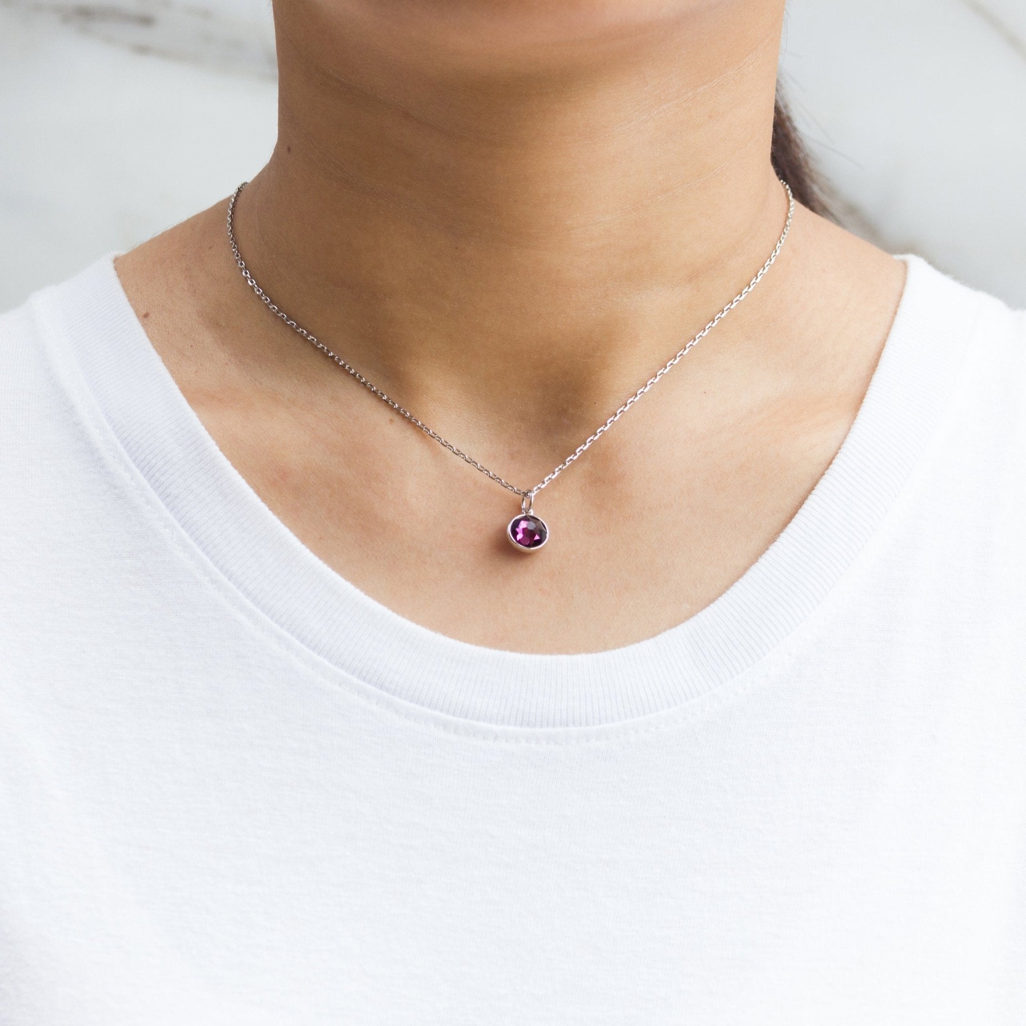 June (Alexandrite) Birthstone Necklace Created with Zircondia® Crystals - Philip Jones Jewellery