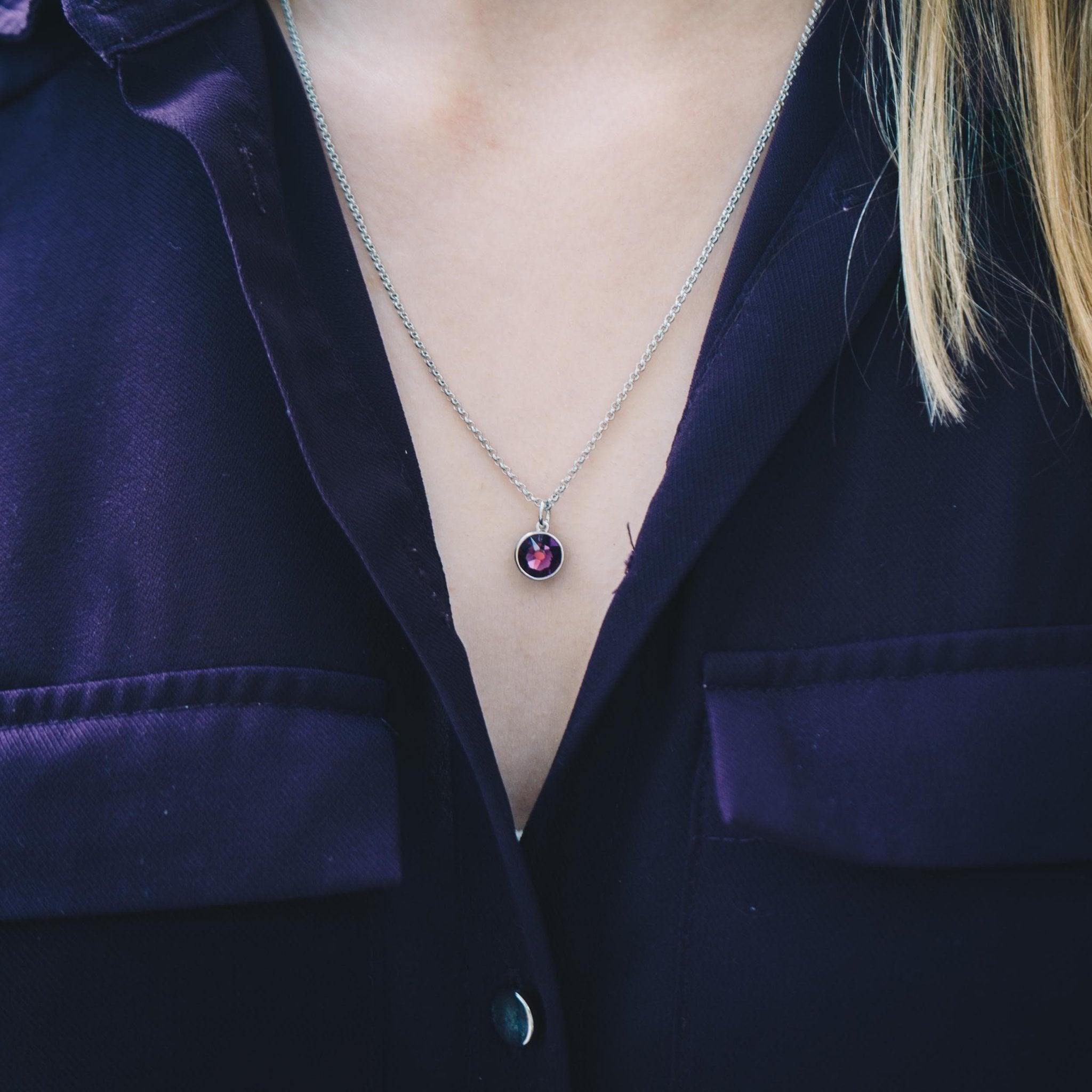 June (Alexandrite) Birthstone Necklace Created with Zircondia® Crystals - Philip Jones Jewellery