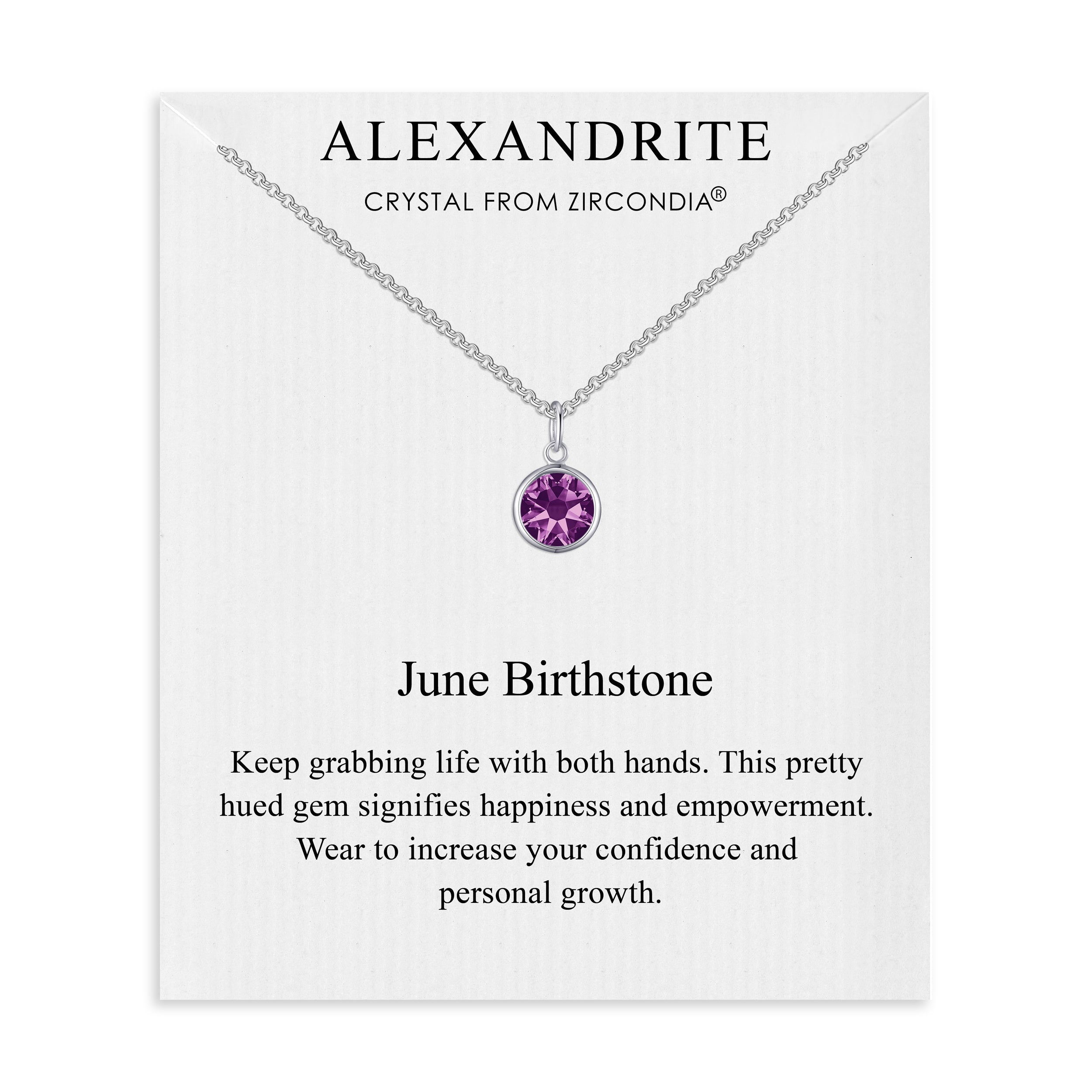 June (Alexandrite) Birthstone Necklace Created with Zircondia® Crystals by Philip Jones Jewellery