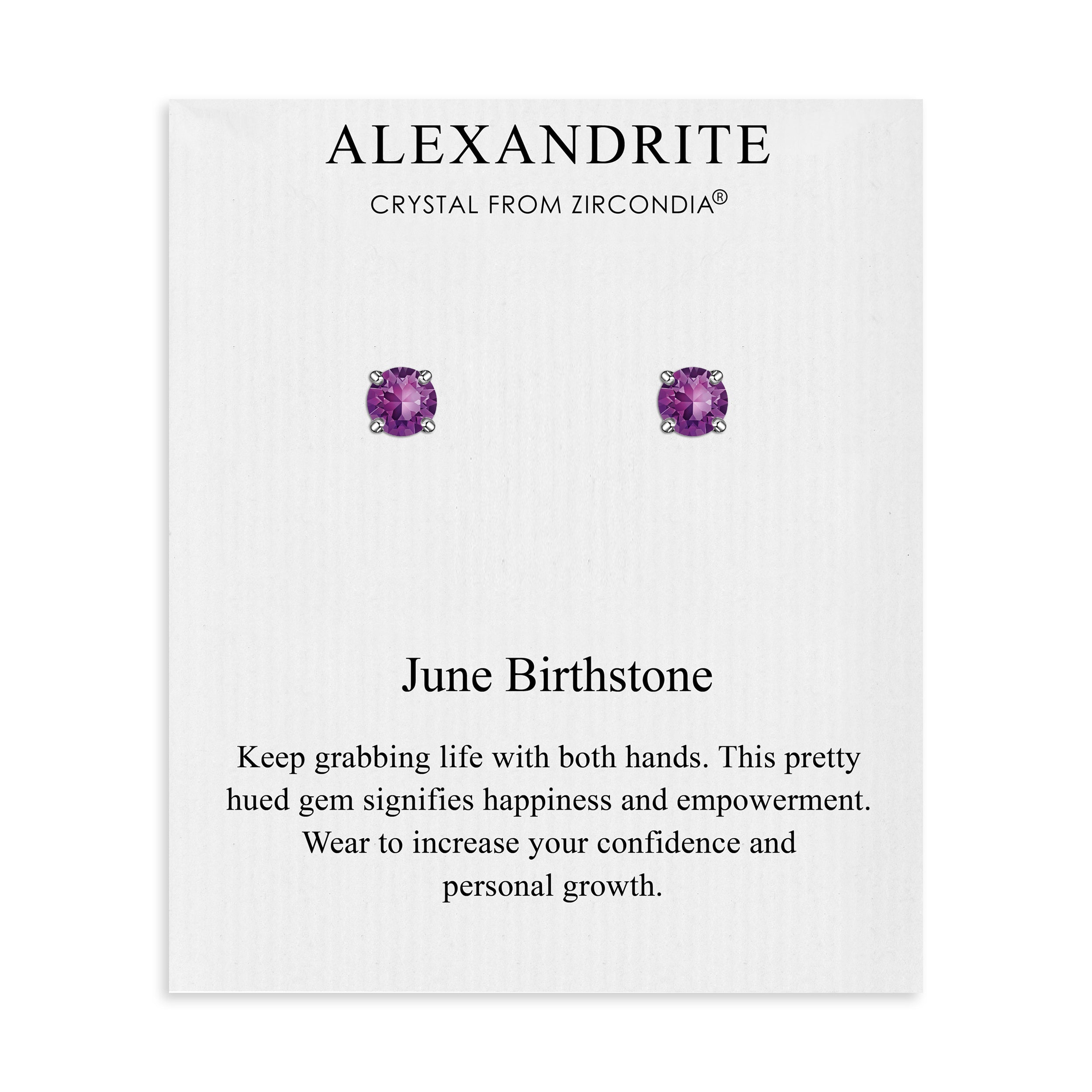 June (Alexandrite) Birthstone Earrings Created with Zircondia® Crystals by Philip Jones Jewellery