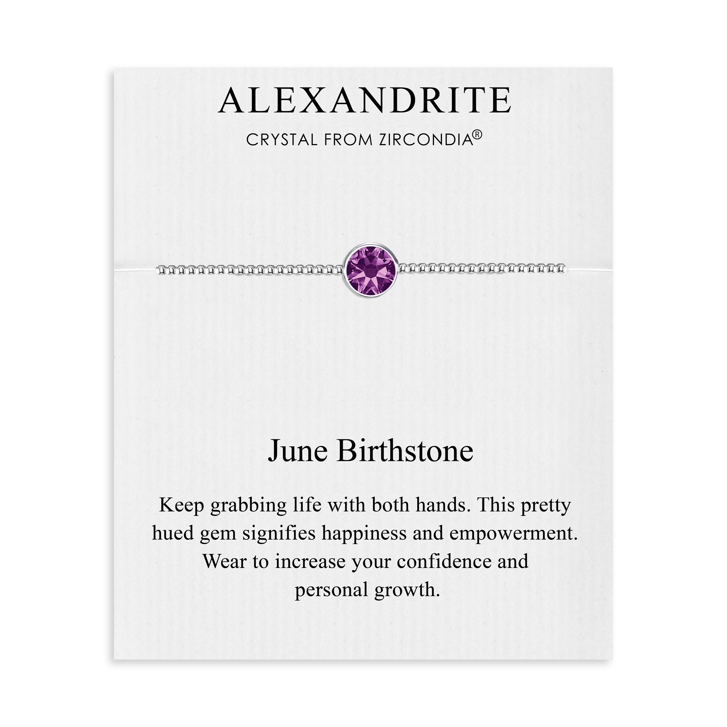 June (Alexandrite) Birthstone Bracelet Created with Zircondia® Crystals by Philip Jones Jewellery