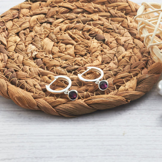 June Birthstone Hoop Earrings Created with Alexandrite Zircondia® Crystals - Philip Jones Jewellery