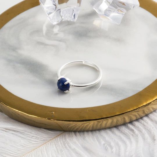 Lapis Adjustable Ring with Quote Card - Philip Jones Jewellery