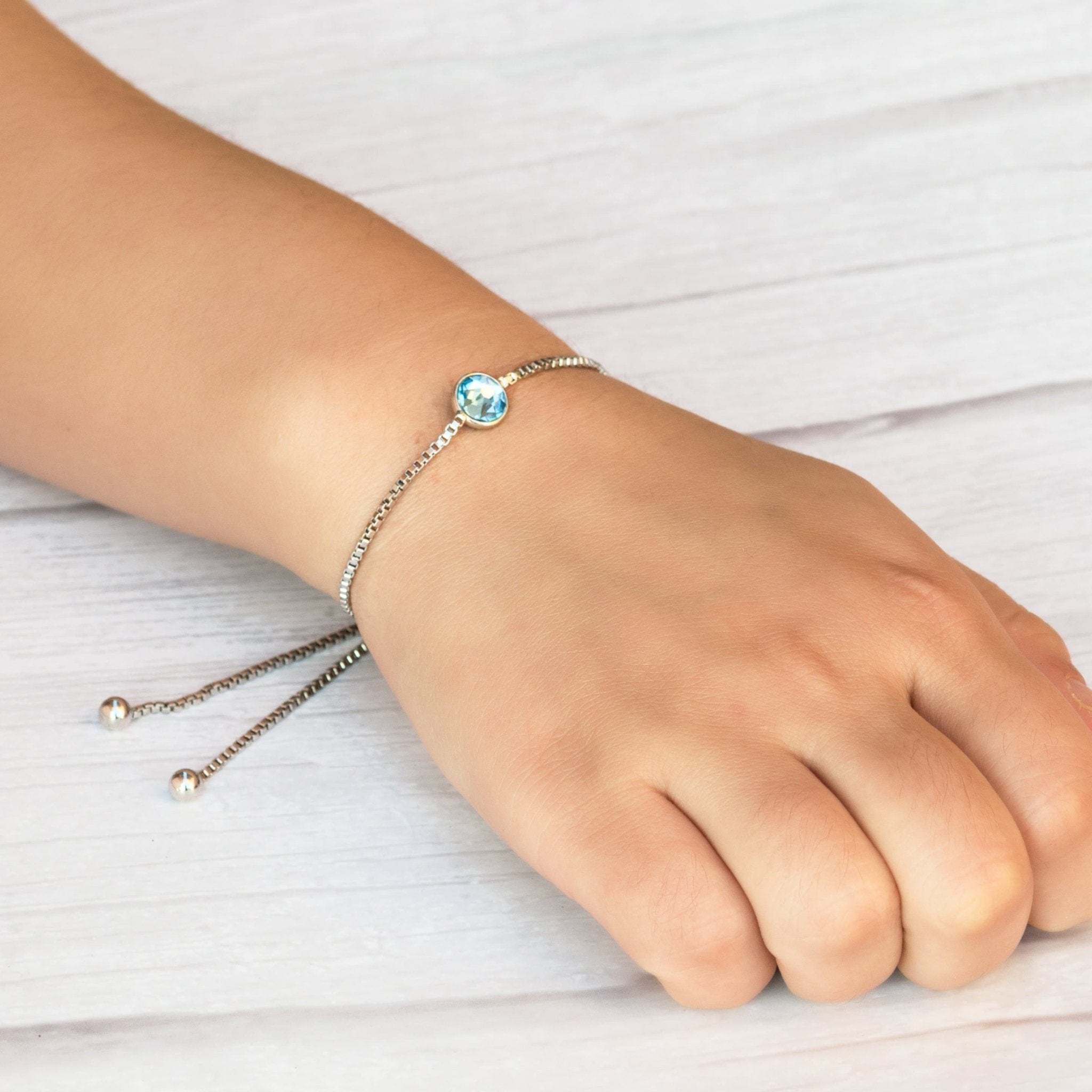 Light Blue Crystal Bracelet Created with Zircondia® Crystals - Philip Jones Jewellery