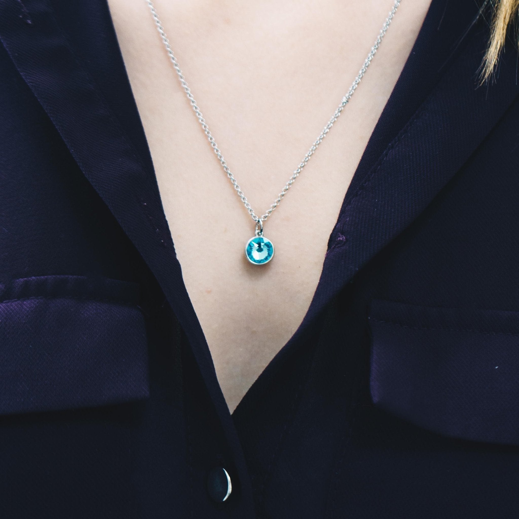 Light Blue Crystal Necklace Created with Zircondia® Crystals - Philip Jones Jewellery