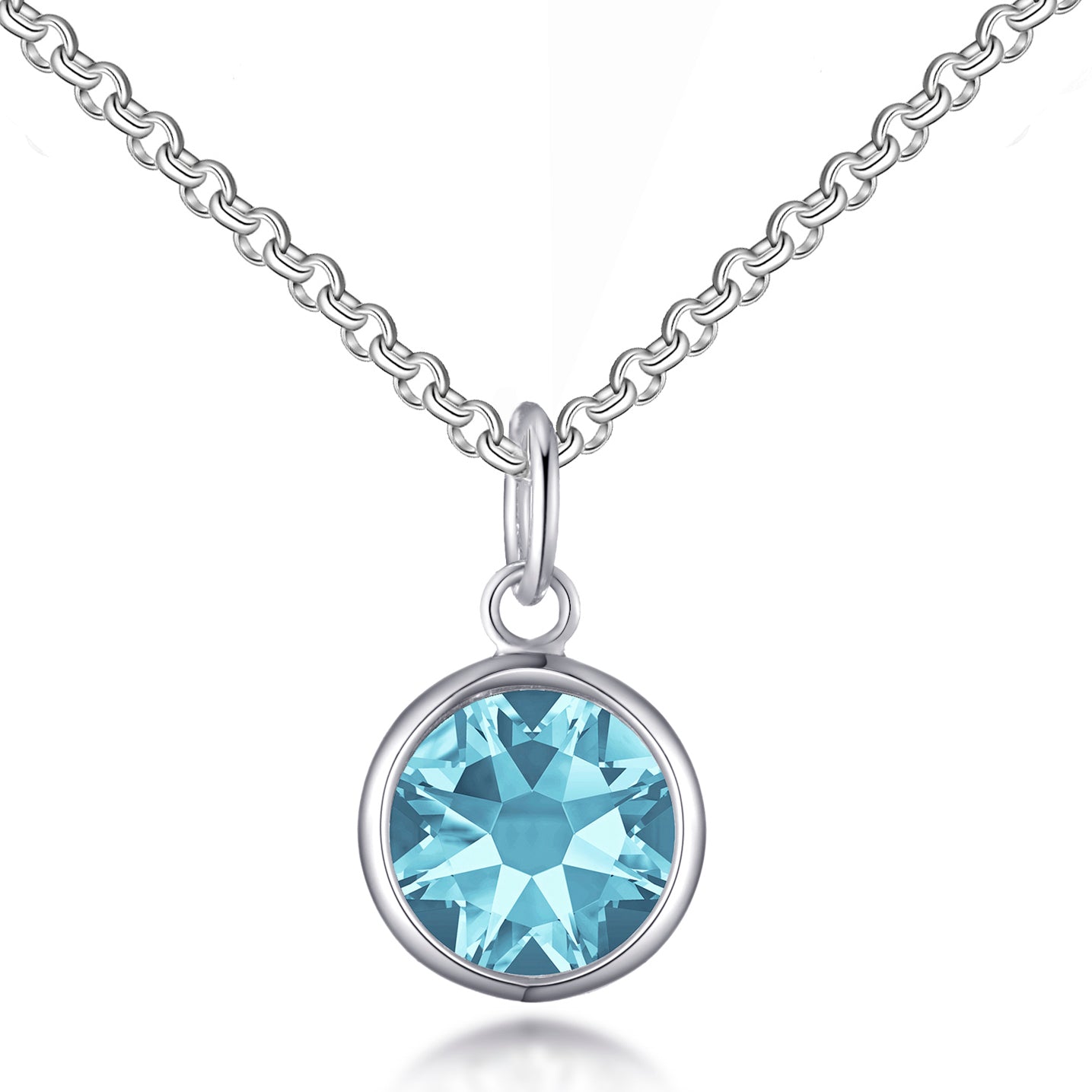 Light Blue Crystal Necklace Created with Zircondia® Crystals - Philip Jones Jewellery