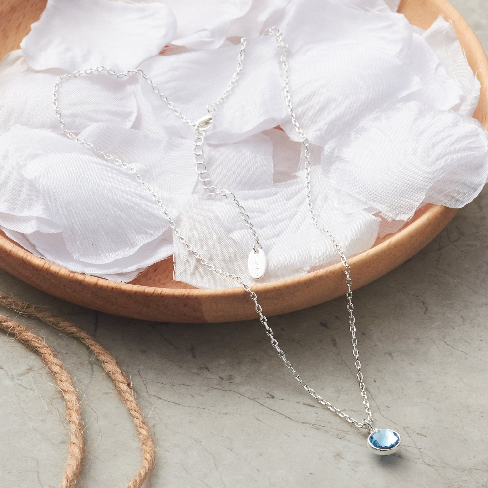 Light Blue Crystal Necklace Created with Zircondia® Crystals - Philip Jones Jewellery