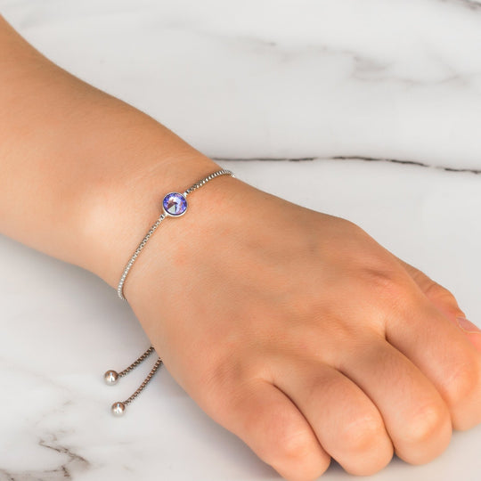 Light Purple Crystal Bracelet Created with Zircondia® Crystals - Philip Jones Jewellery