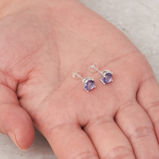 Light Purple Stud Earrings Created with Zircondia® Crystals - Philip Jones Jewellery