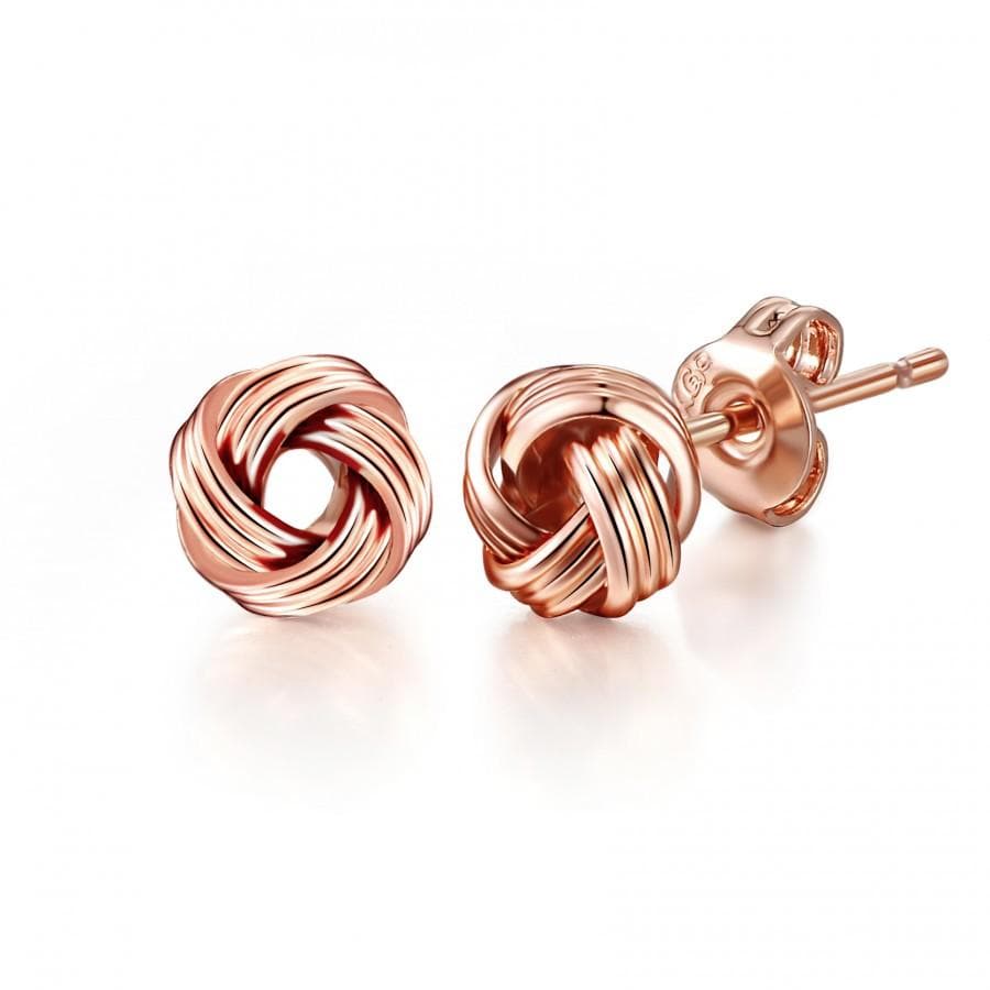 Rose Gold Plated Love Knot Earrings by Philip Jones Jewellery