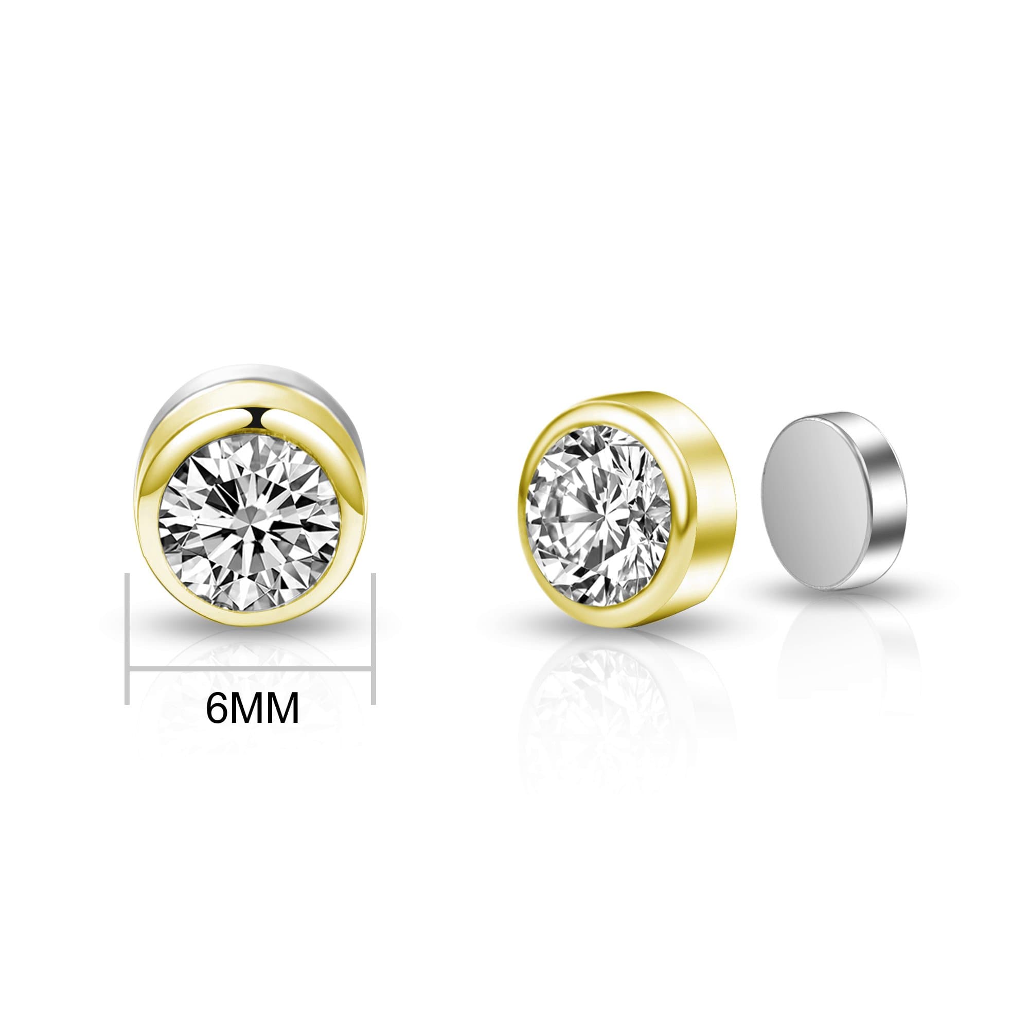 Gold Plated 6mm Magnetic Clip On Earrings Created with Zircondia® Crystals