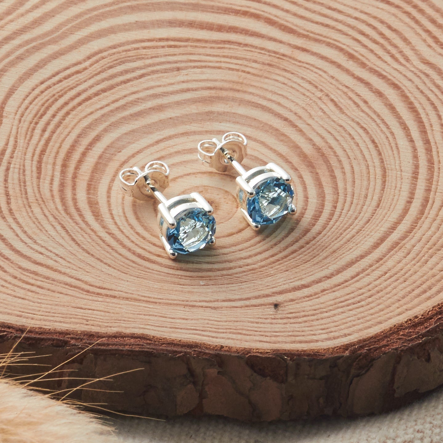 March (Aquamarine) Birthstone Earrings Created with Zircondia® Crystals - Philip Jones Jewellery