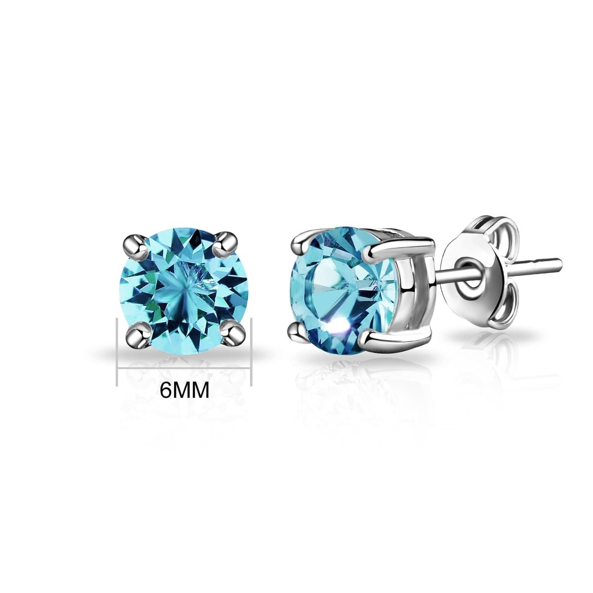 March (Aquamarine) Birthstone Earrings Created with Zircondia® Crystals - Philip Jones Jewellery