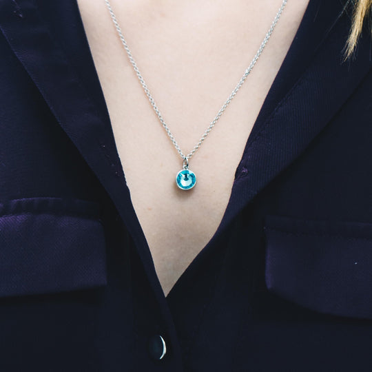 March (Aquamarine) Birthstone Necklace Created with Zircondia® Crystals - Philip Jones Jewellery