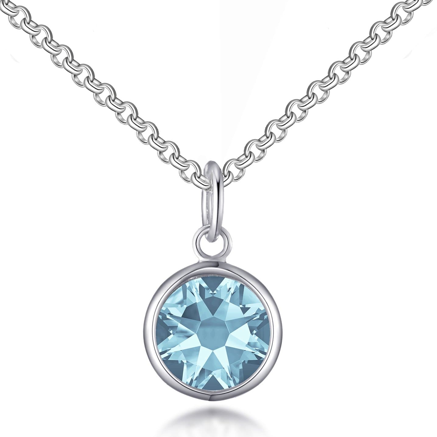 March (Aquamarine) Birthstone Necklace Created with Zircondia® Crystals - Philip Jones Jewellery