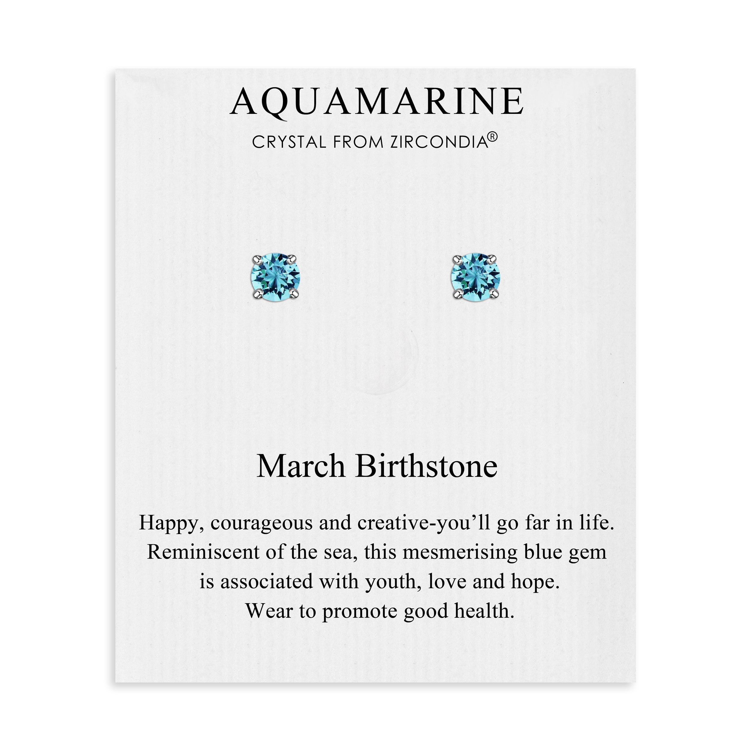 March (Aquamarine) Birthstone Earrings Created with Zircondia® Crystals by Philip Jones Jewellery