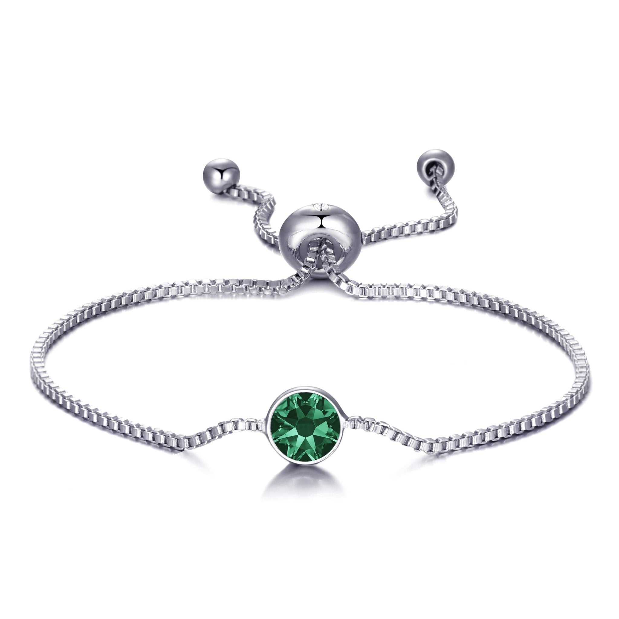 May (Emerald) Birthstone Bracelet Created with Zircondia® Crystals - Philip Jones Jewellery