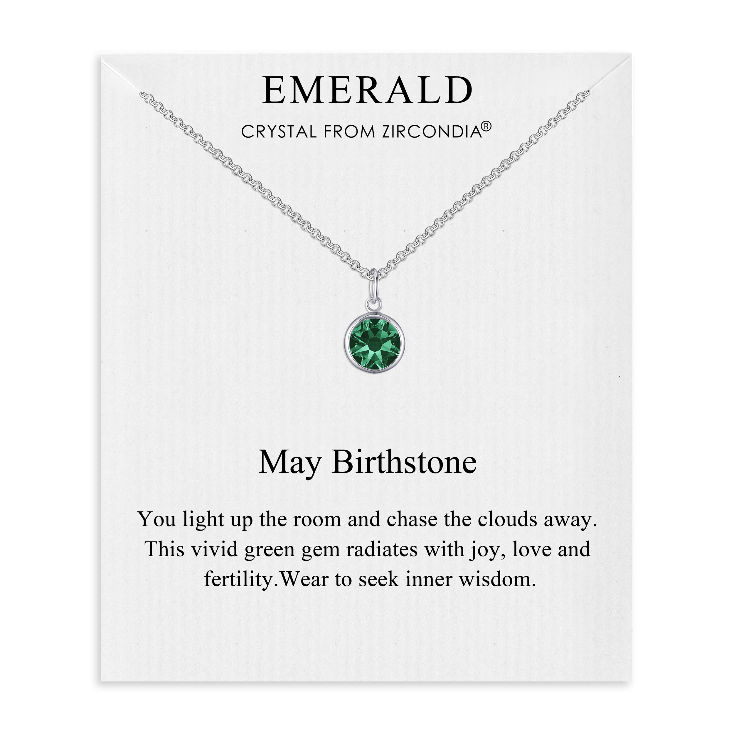 May (Emerald) Birthstone Necklace Created with Zircondia® Crystals