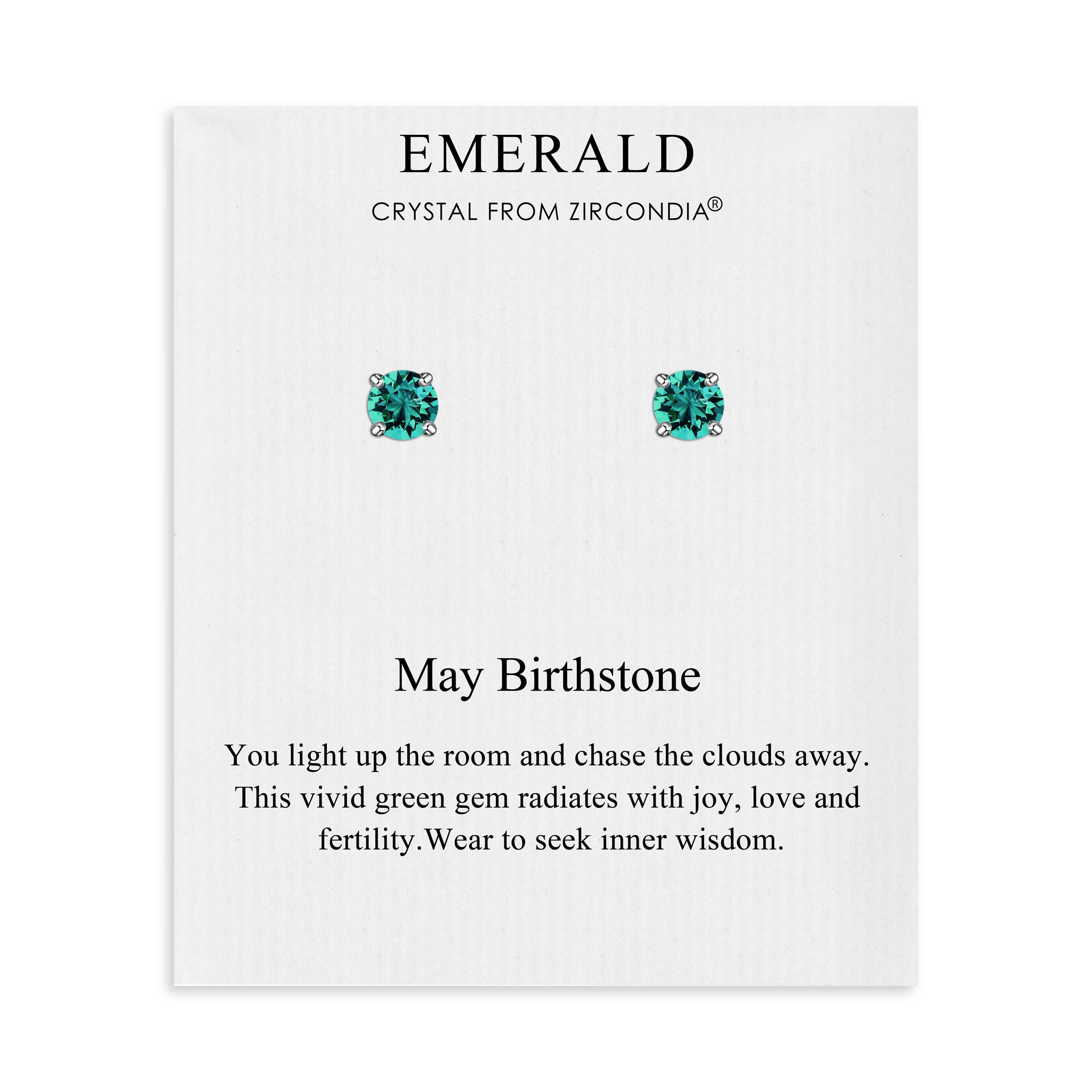 May (Emerald) Birthstone Earrings Created with Zircondia® Crystals by Philip Jones Jewellery