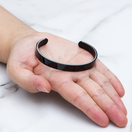 Men's Black Stainless Steel Cuff Bracelet - Philip Jones Jewellery