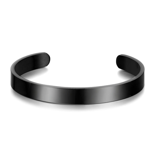 Men's Black Stainless Steel Cuff Bracelet - Philip Jones Jewellery
