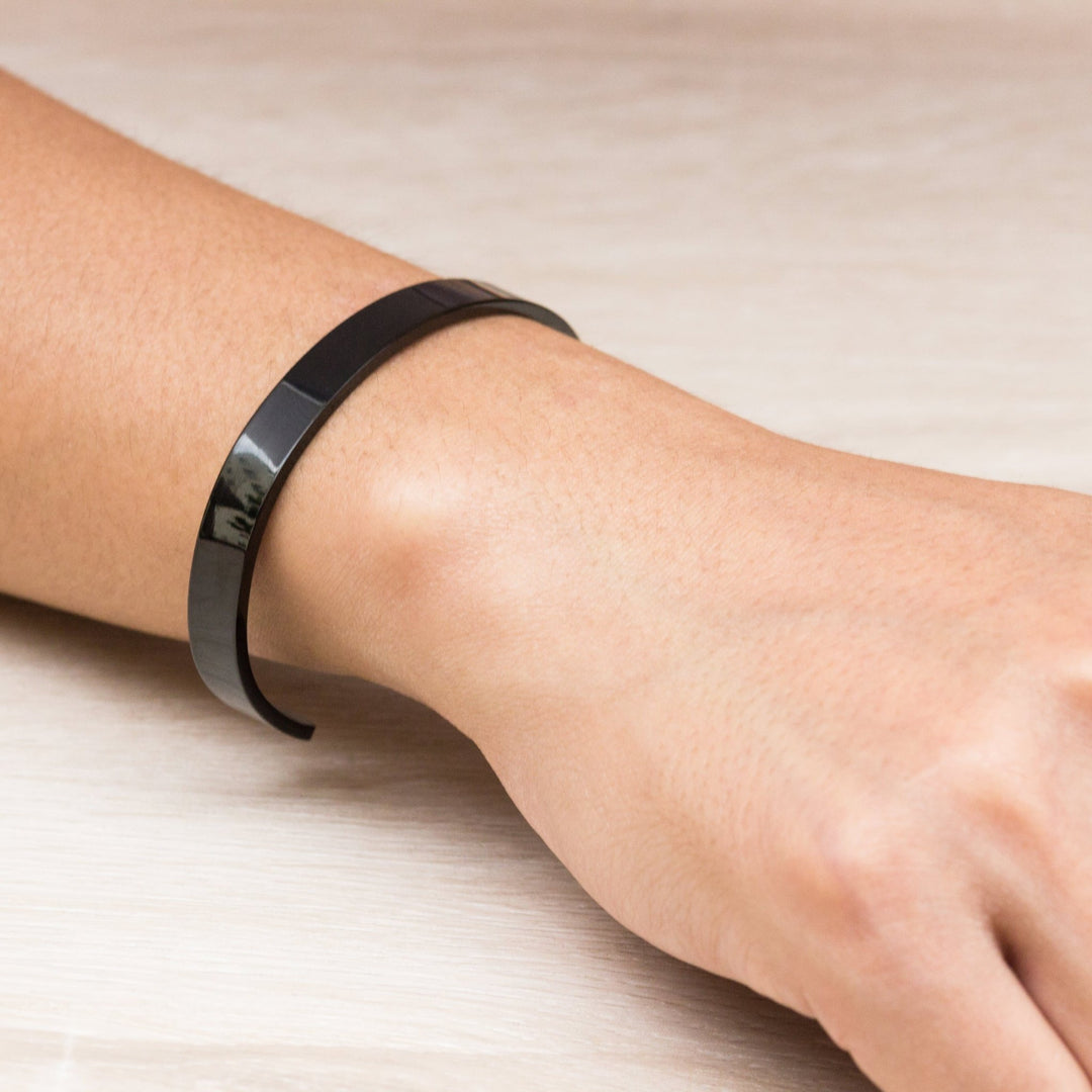 Men's Black Stainless Steel Cuff Bracelet - Philip Jones Jewellery