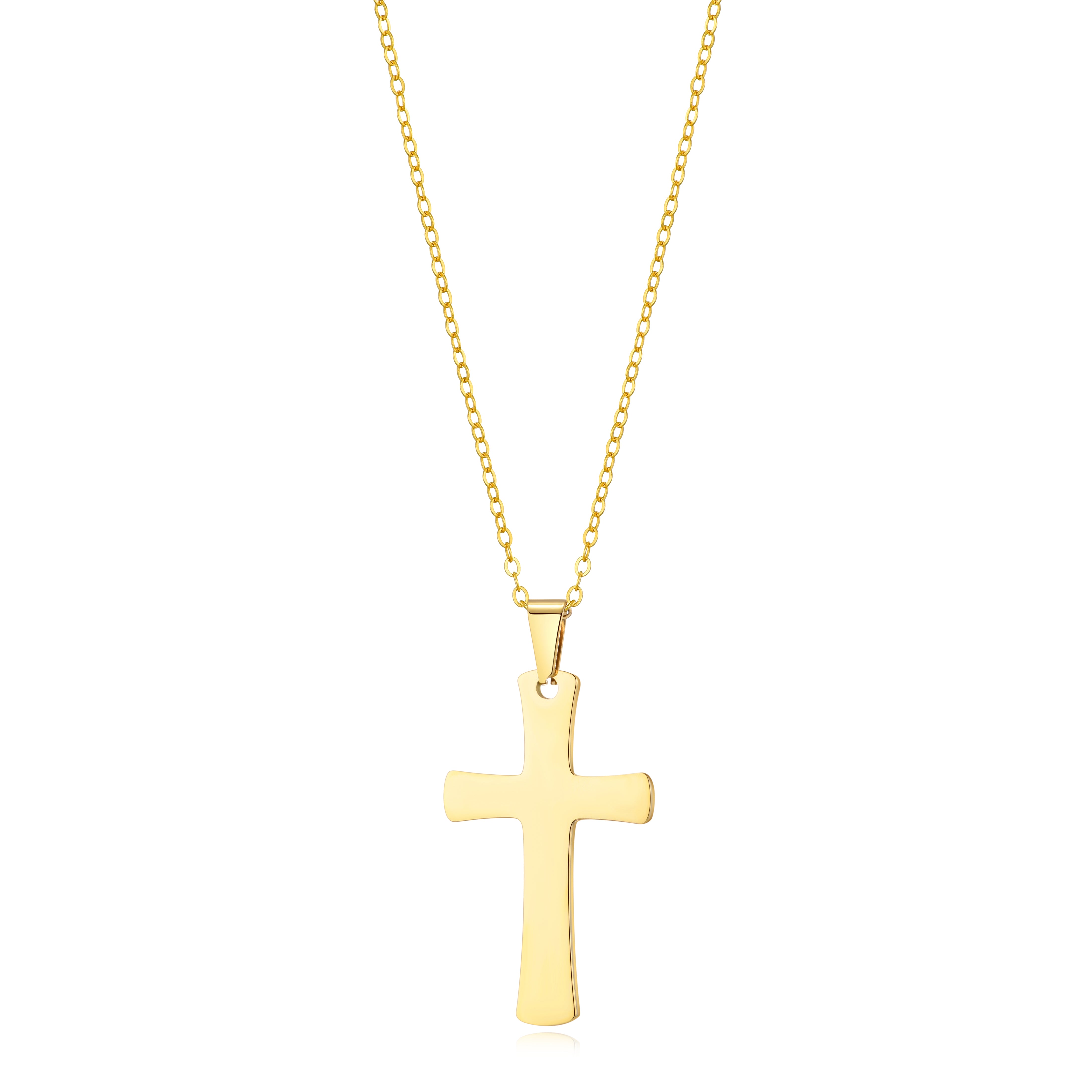 Men's Gold Plated Steel Cross Necklace