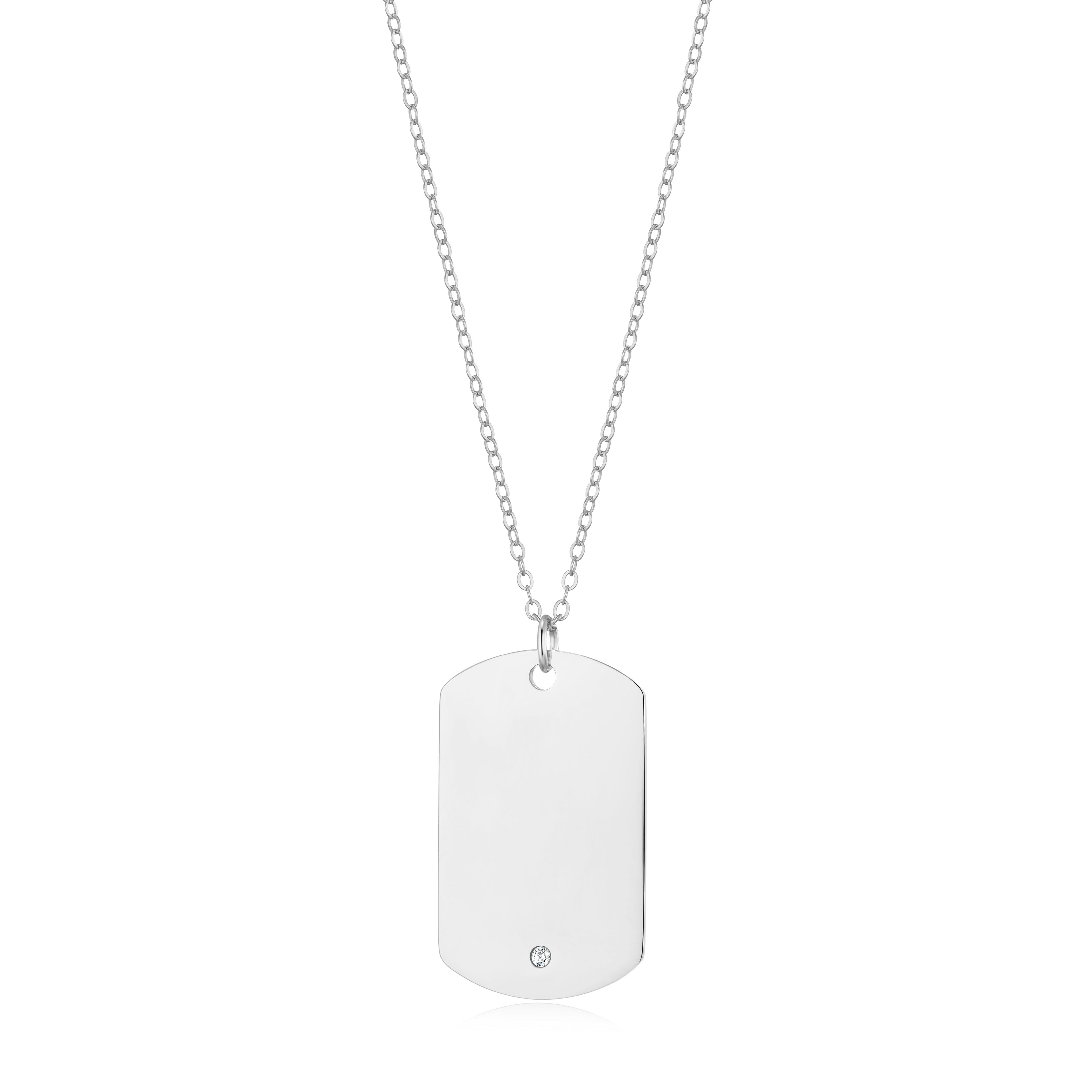 Men's Stainless Steel Dog Tag Necklace Created with Zircondia® Crystals by Philip Jones Jewellery