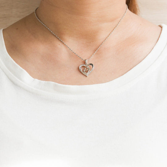 Mother And Child Necklace Created with Zircondia® Crystals - Philip Jones Jewellery