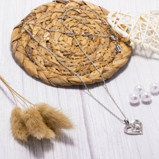 Mother And Child Necklace Created with Zircondia® Crystals - Philip Jones Jewellery