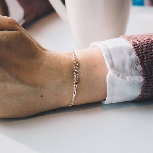 Mother and Daughter Quote Bracelet Created with Zircondia® Crystals - Philip Jones Jewellery