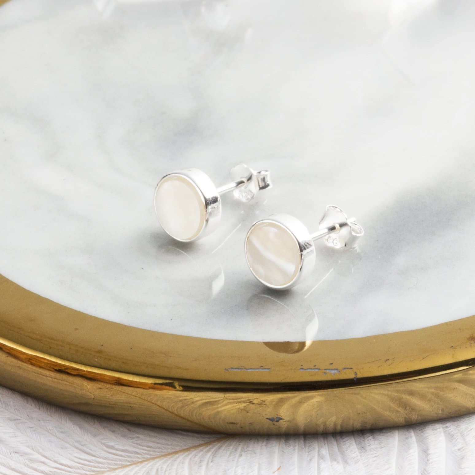 Mother of Pearl Stud Earrings - Philip Jones Jewellery