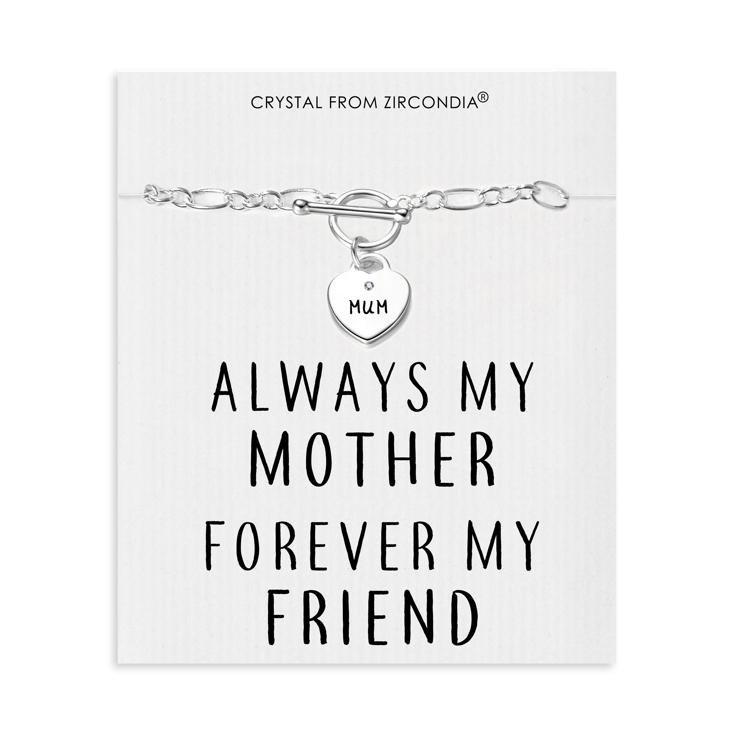 Mum Charm Bracelet with Quote Card Created with Zircondia® Crystals by Philip Jones Jewellery