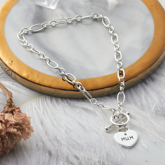 Mum Charm Bracelet Created with Zircondia® Crystals - Philip Jones Jewellery