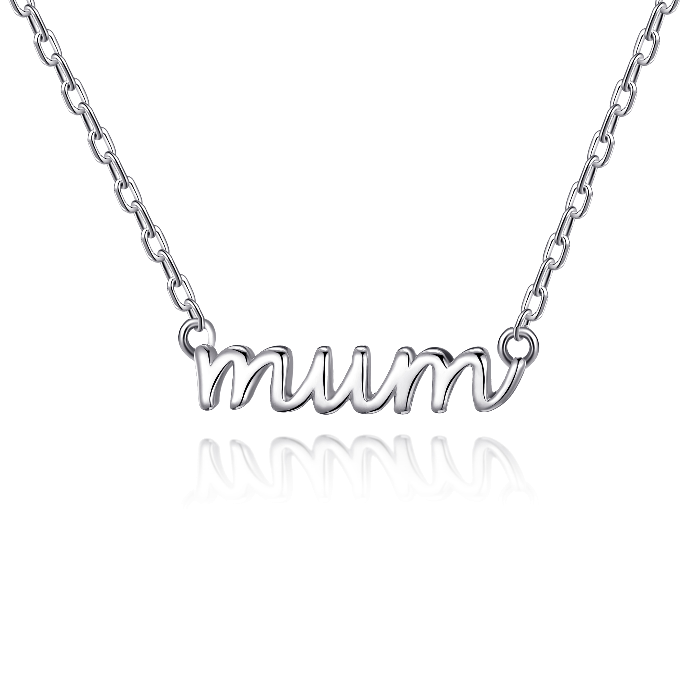 Silver Plated Mum Necklace by Philip Jones Jewellery