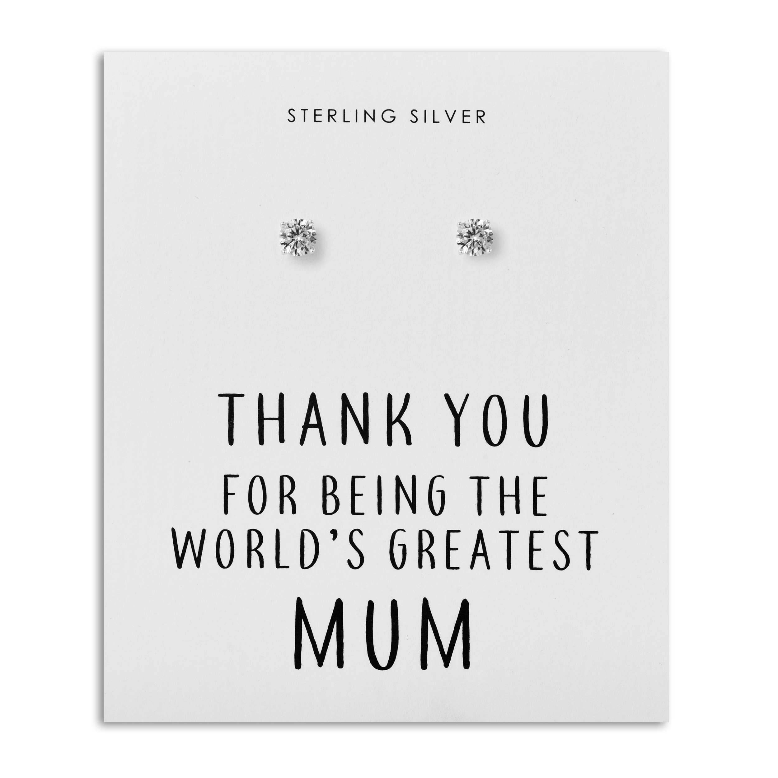 Sterling Silver World's Greatest Mum Crystal Earrings by Philip Jones Jewellery