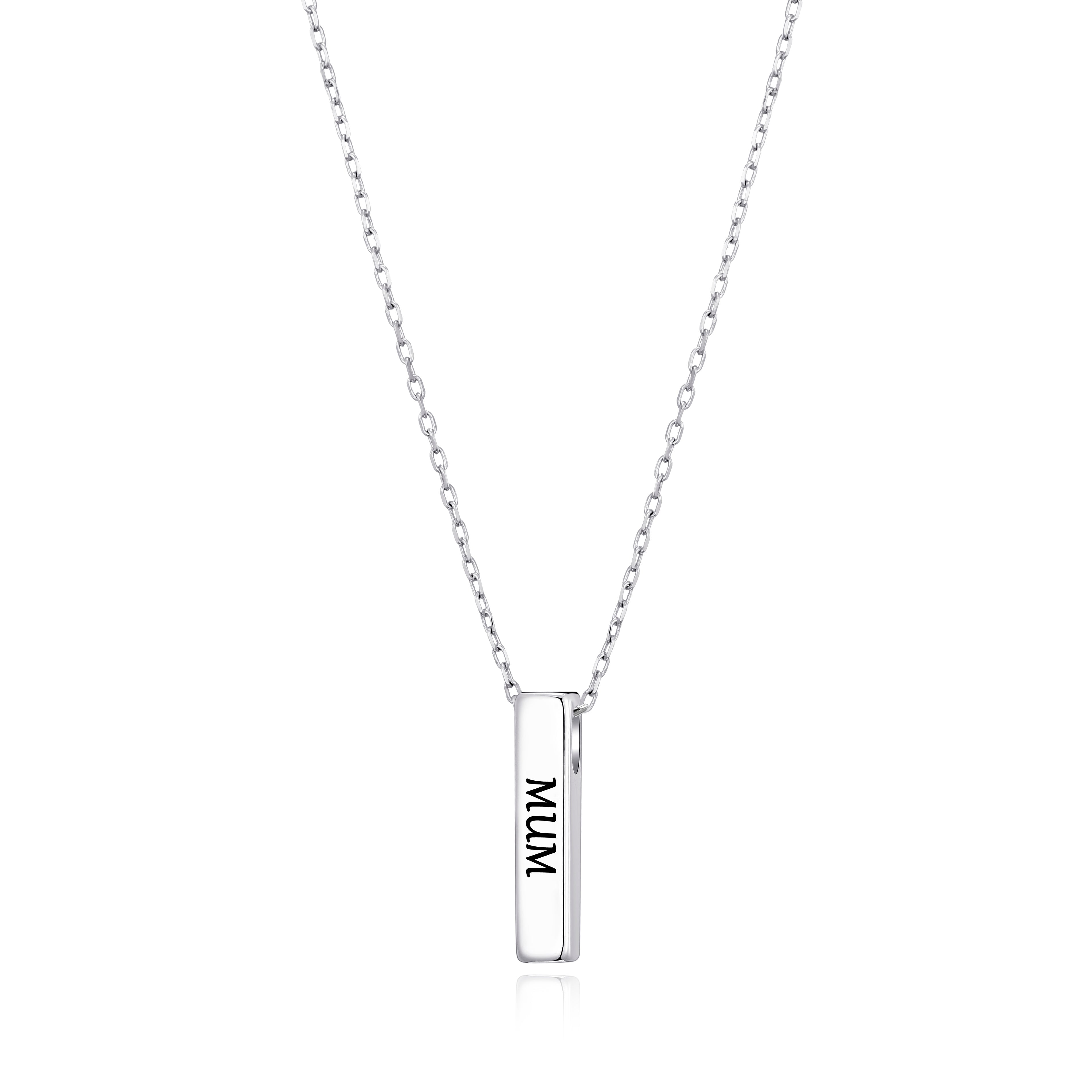 Silver Plated Mum Bar Necklace